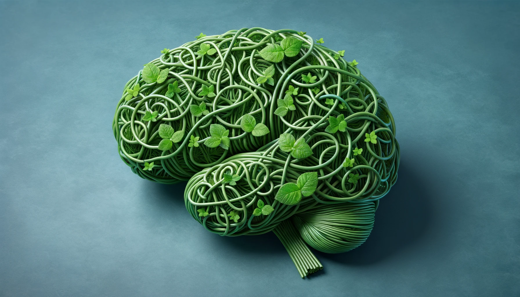 Cultivating a Growth Mindset for Success 10 A brain composed of plants, illustrating the blend of growth mindset and neurological aspects.