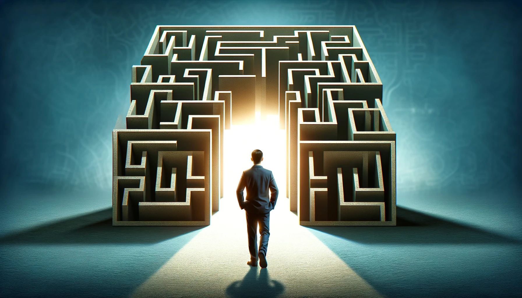 Cultivating a Growth Mindset for Success 15 A confident person facing a complex maze, representing overcoming challenges with a growth mindset.