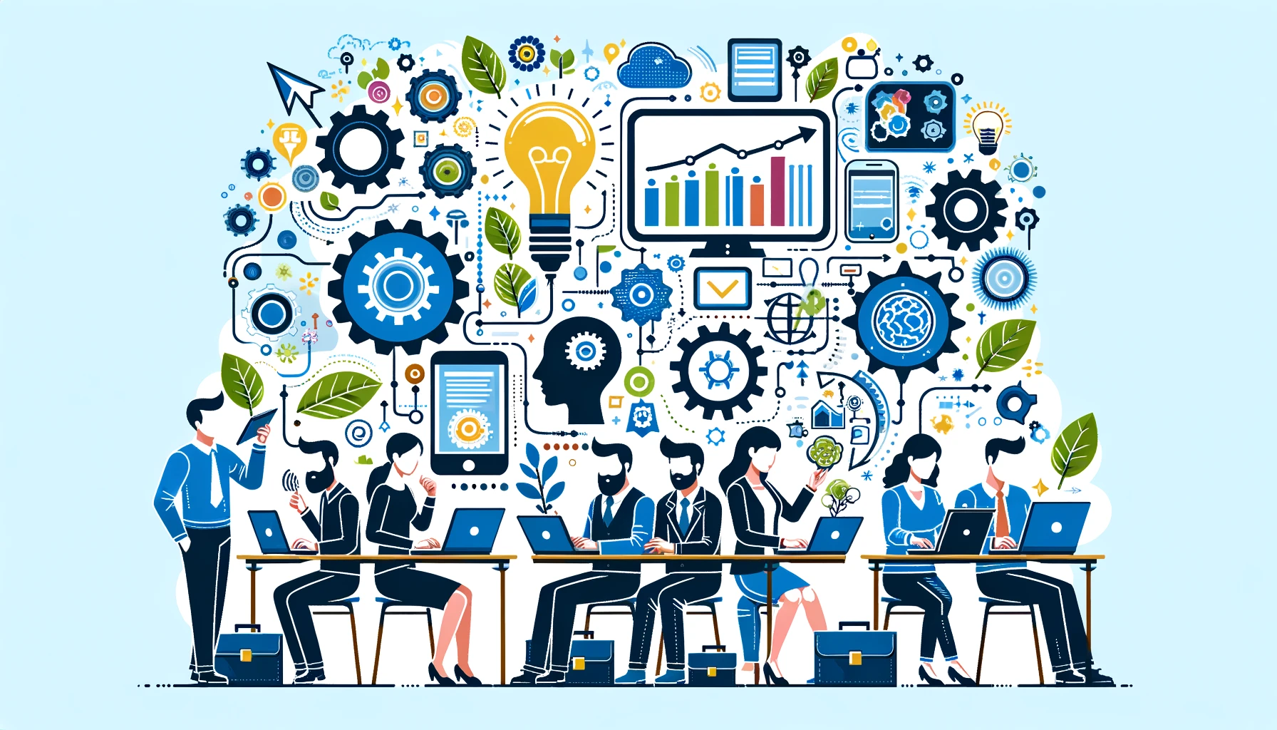 Cultivating a Growth Mindset for Success 17 A diverse group of people using digital devices in a workshop, symbolizing the role of technology in developing a growth mindset.