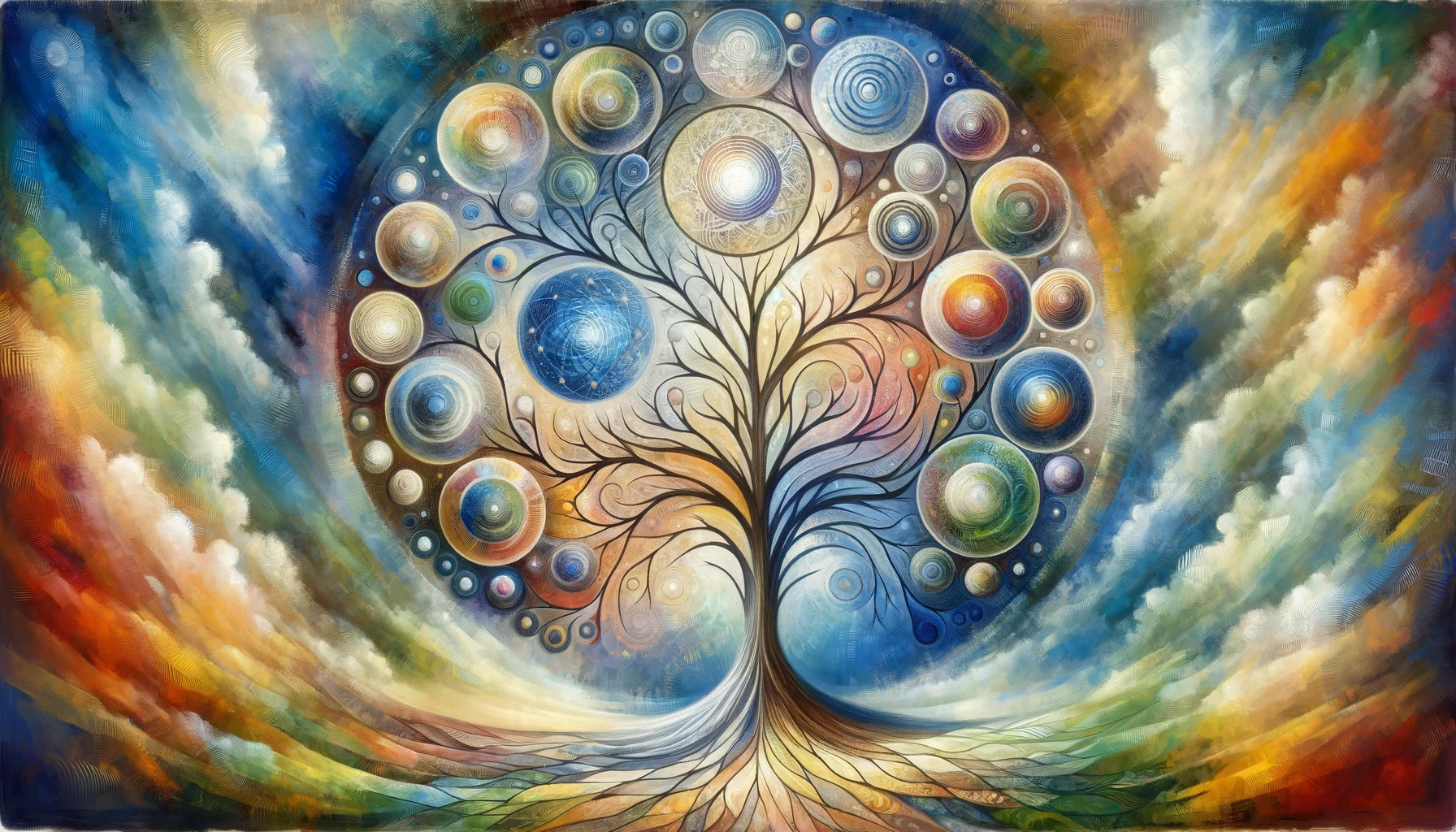 Abstract painting representing the interconnectedness of the Tree of Life.