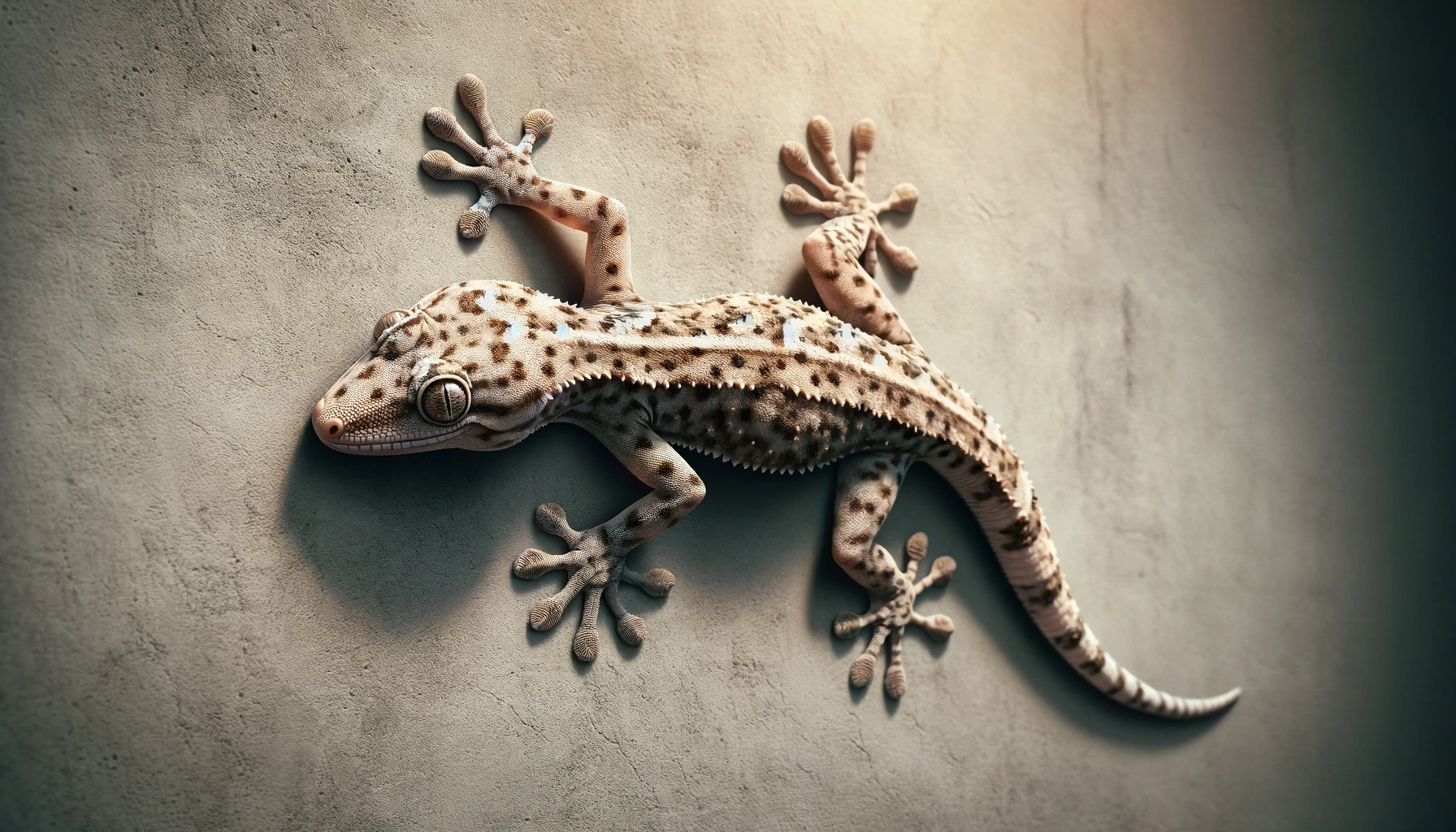 Lizard Spiritual Meanings & Secrets 12 Common house gecko camouflaged on a wall, exemplifying adaptability.