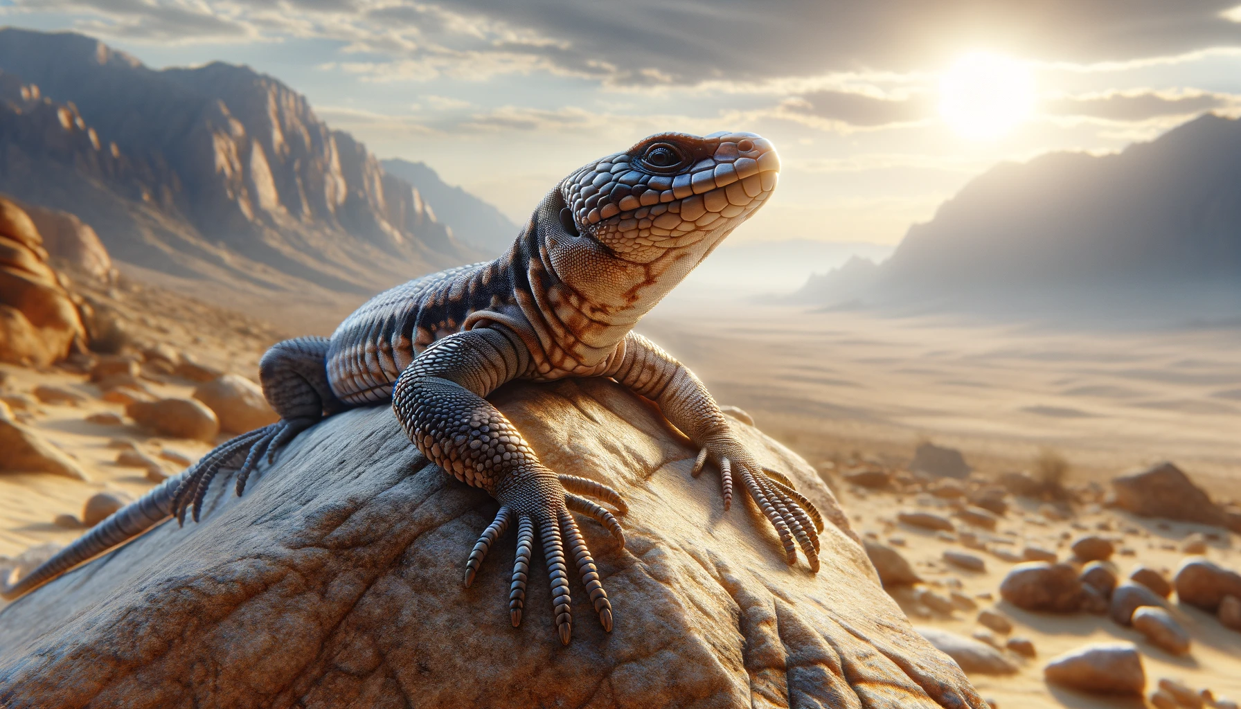 Lizard Spiritual Meanings & Secrets 13 Desert lizard basking in the sun, showcasing thermoregulation behavior.