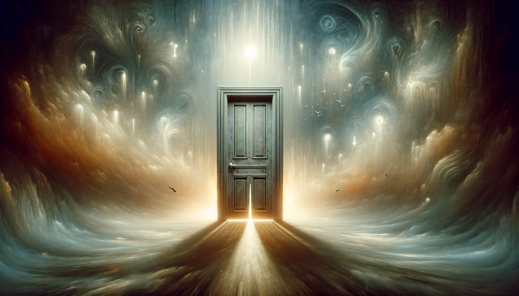 Surreal depiction of a closed door in a dream
