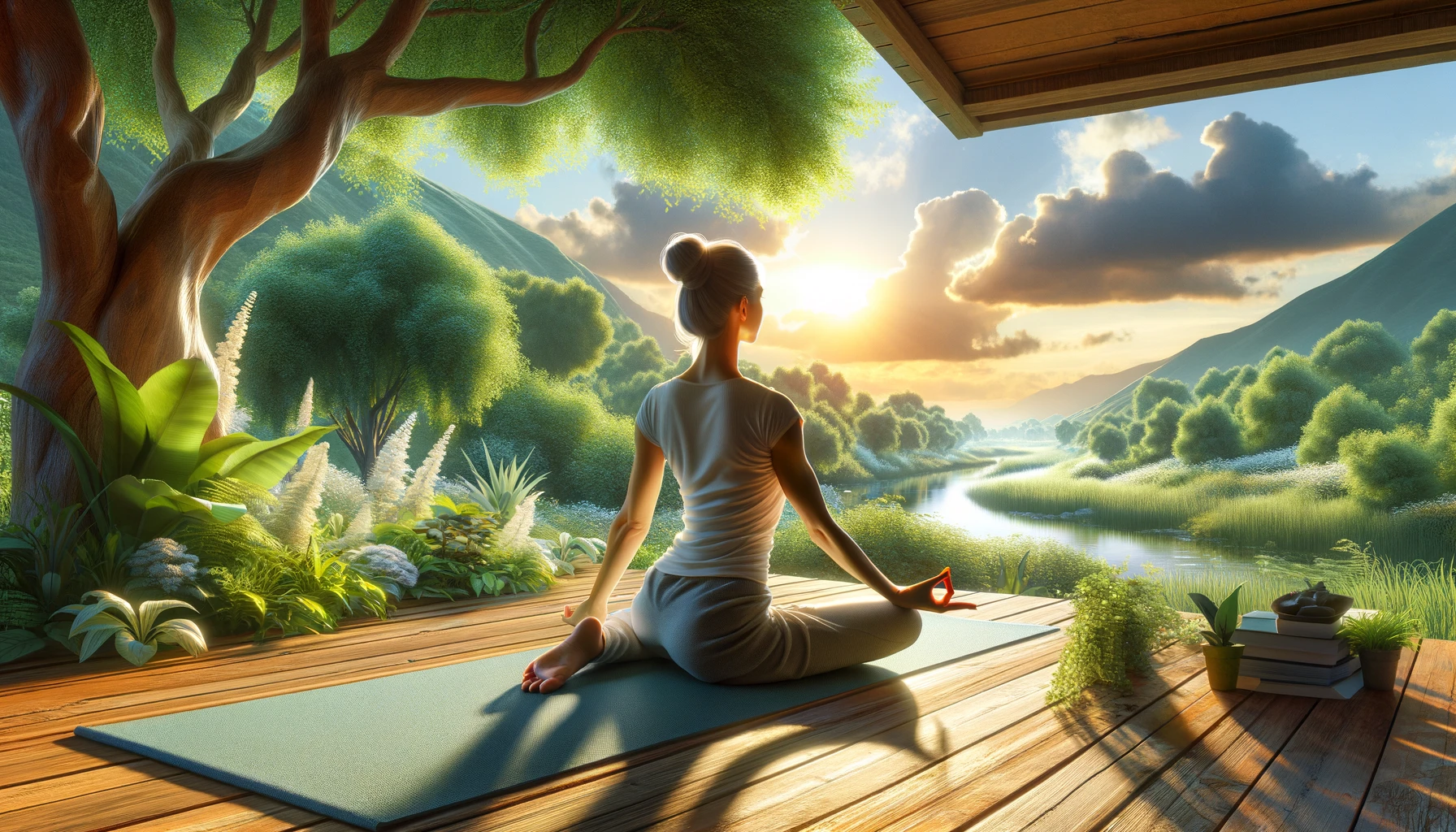 5 Spiritual Meanings Behind Menstrual Problems 7 A woman practicing yoga outdoors to ease menstrual problems through spiritual connection.