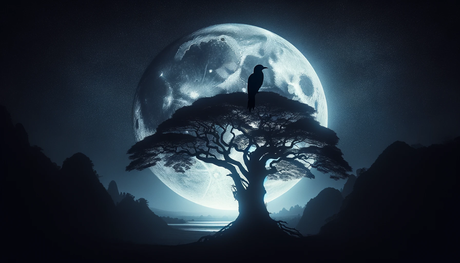 Know The Spiritual Meaning of Blackbirds! 8 Mysterious silhouette of a black bird in moonlight.