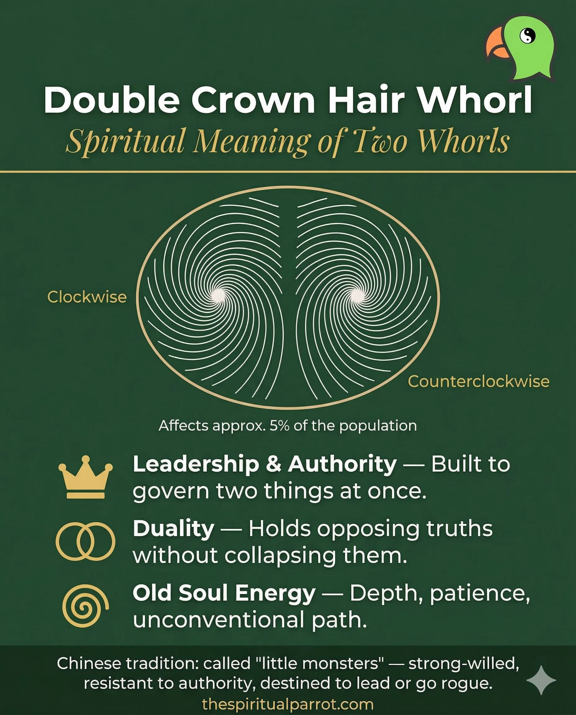 Spiritual meaning of double crown hair whorl