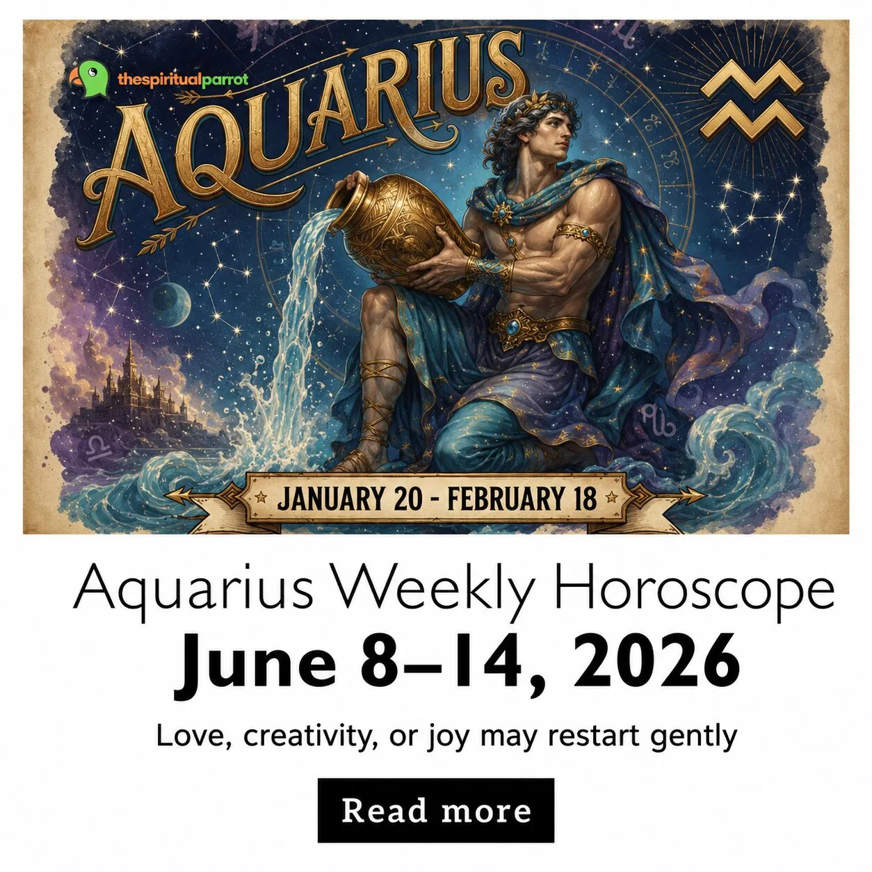 Aquarius Weekly Horoscope, June 8–14, 2026: Love, creativity, or joy may restart gently